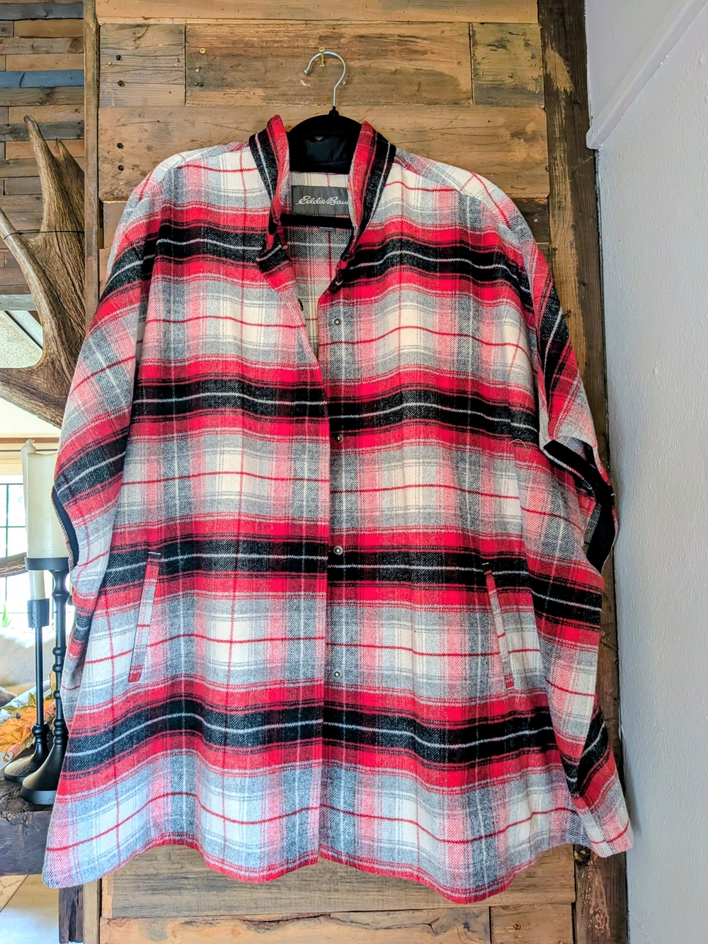 Eddie Bauer Women's Wool Blend Plaid Cape Poncho